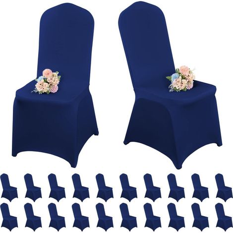 Housses de chaise Spandex bleu marine 20 pièces, extensibles et lavables pour banquets (1/5)