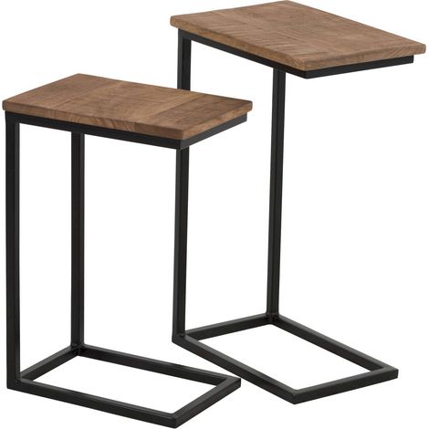 Lot de 2 tables gigognes Sharon en Fer - Brun, ébène (1/2)