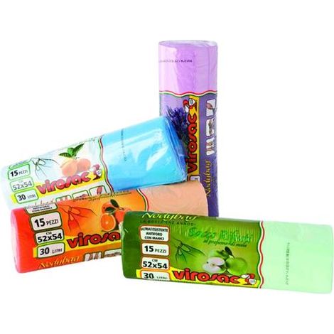 Sacchi Sacchetti Pattumiera Virosac Nody-Bag Cm. 52X54 Conf. 24 Rotoli da 15Pz