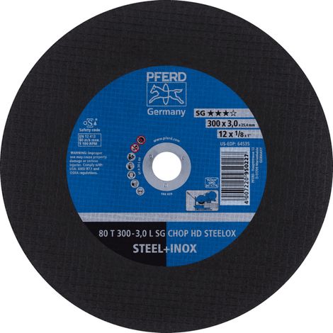 PFERD TOOLS Trennscheibe T 300x3,0x25,4 mm Leistungslinie SG CHOP HD STEELOX für Stahl/Edelstahl 20 Stk