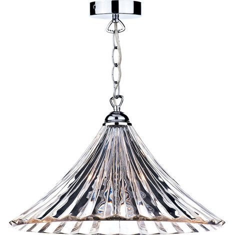 DAR ARDECHE - Dome grande suspension en verre clair chrome poli, 1x E27 (1/5)