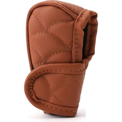 Housse de pommeau de levier de vitesse (marron), housse de protection respirante en cuir PU pour pommeau de levier de vitesse C (1/5)
