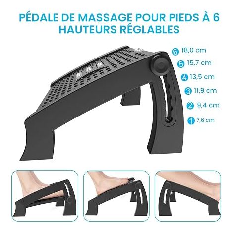 Ergonomic Massage Desk Footrest, 6 Adjustable Heights, Non-Slip (1/4)