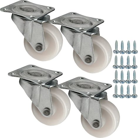 SOTECH 4 Stück Möbelrollen MAINZ Ø 38 mm weiß Transportrolle inkl. Schraubenset Belastbarkeit bis 60 kg (15 kg pro Lenkrolle) (1/4)