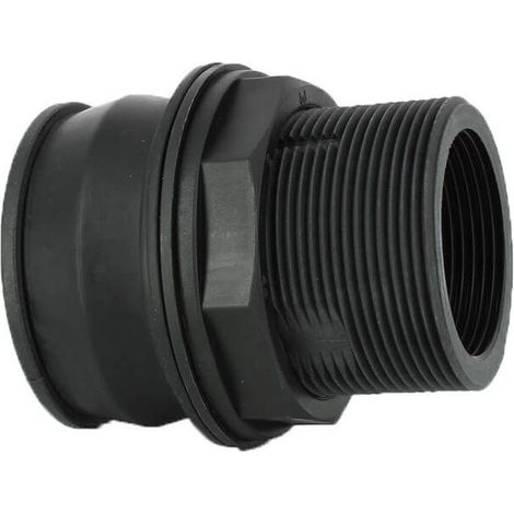 Multicuves – Passe-paroi auto-étanche mâle 2'' – femelle 1''1/2 – Raccord pour cuve de récupération d'eau – Installation sans accès intérieur