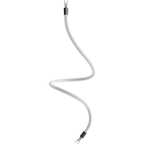 Creative-Cables Kit Creative Flex Verlängerungsschlauch (90 cm Länge, Ø 10 mm) – Stoffummantelung RM02 silber und schwarze Akzente – Mit Metallendstücken und Zubehör