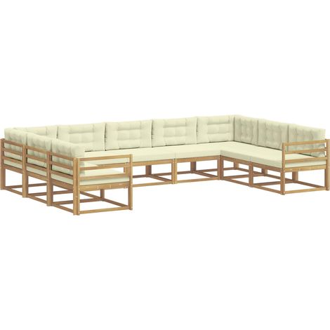Outdoor Sofa Set with Cushion 9 pcs White and Cream vidaXL (1/5)