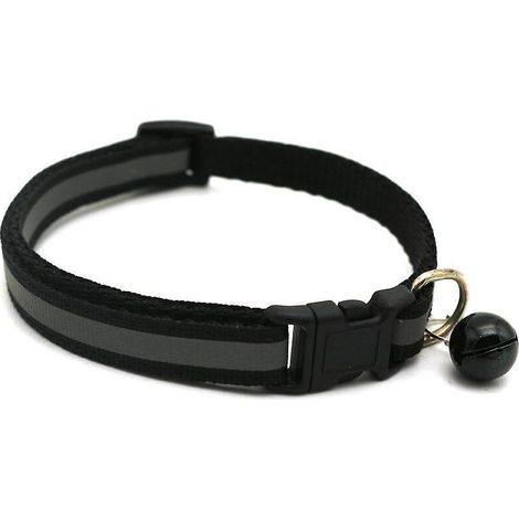 Verstellbare, reflektierende Halsbänder mit Glöckchen, 2er-Pack, für neugeborene Kätzchen und Welpen, Sicherheitshalsbänder, schwarz (1/5)