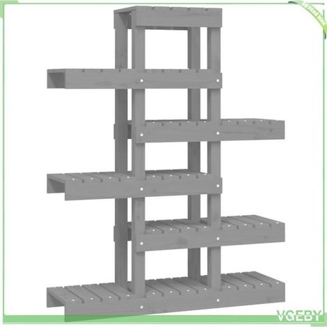 Support à plantes - FAFEICY - 822089 - Bois de pin massif - Étagères multi-hauteur - Gris 85x25x109,5 cm (1/5)