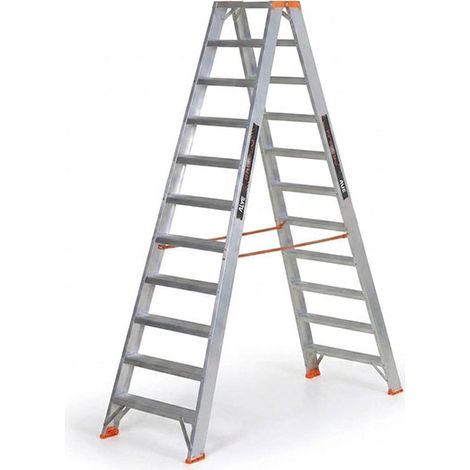 Escabeau double accès 2x10 marches - Hauteur max. de travail 3,62m - 94310 (1/3)