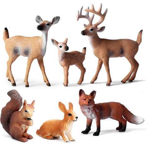 6 Figurines Miniatures Animaux Forêt pour Décoration Noël, Anniversaire, Éducatif, Cadeau Enfant, Décoration Gâteau (1/5)