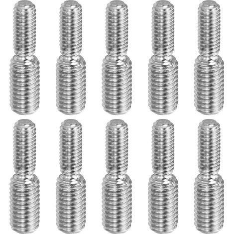 M6x1 à M8x1,25 Double Fin Fileté Goujon Vis Boulon, 10 Paquet 304 Inox Acier Tige Boulons Filetage Réducteur Adaptateur pour Meubles Matériel, 30mm Long (1/5)