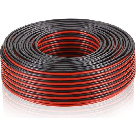 Reel of 50m Multimedia Cable, 2x0.75mm², Red/Black, for Audio Transmission (1/2)