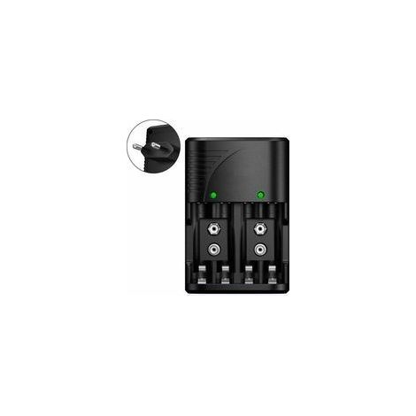 Chargeur de piles universel rapide pour AA/AAA/9V – Indicateur LED – Protection surchauffe – Tension d'entrée AC 100-240V (1/4)