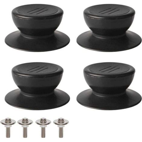 Juego de 4 pomos para tapa, pomo de repuesto universal para tapa de cocina, tapa de vidrio, asa para tapa de vidrio - Negro