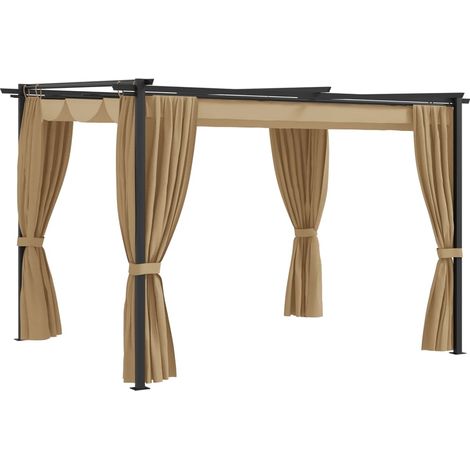 Tonnelle Barnum Style Moderne - Pavillon de Jardin - Tente de réception - avec rideaux 3x3 m Taupe Acier Chic-427880 (1/5)