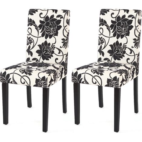 Lot de 2 chaises de séjour Littau, tissu jacquard, pieds foncés