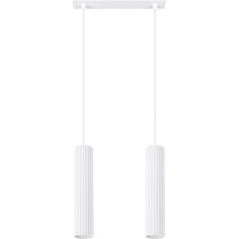 Moderne weiße Hängelampe mit zwei gerippten Röhren für die Kücheninsel 2xGU10 10W KARBON Sollux Lighting (1/5)