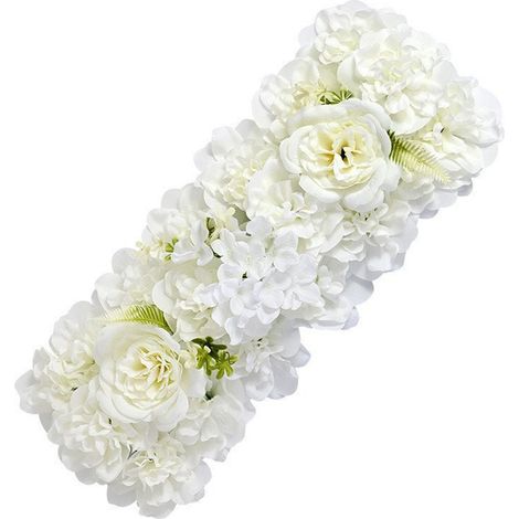 Rangée de fleurs artificielles pour arche de mariage, panneau floral blanc, pour cérémonie, réception et décoration de fête (1/5)