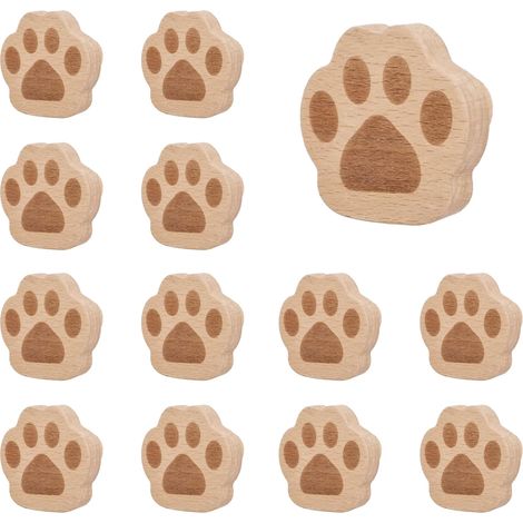 Poignées en forme de patte de chat, 12 pièces Poignée de tiroir en bois à trou unique poignées décoratives uniques en bois avec vis et tube d'expansion (1/5)