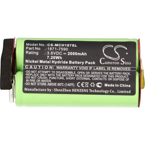 vhbw Akku kompatibel mit Moser Super Cordless 1872 clipper ChromStyle 1871 Haarschneidemaschine (2000 mAh, 3,6 V, NiMH) (1/5)