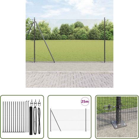 vidaXL Acier résistant - Poteau de clôture. Gris 25 x 1,5 m (19 x 19 mm maillage) Acier (1/5)