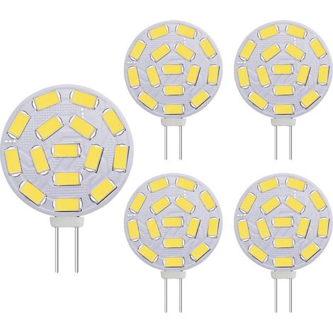 G4 3W LED Ampoules, équivalent à 20-30W lampes halogènes, G4 Base AC/DC 12V, 300 LM, éclairage encastré, éclairage sur rail, blanc (6000K, 5pcs) (1/3)