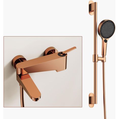 Robinet de Baignoire Pliable, Moderne Rotatif Design Mitigeur Baignoire Mural, Colonne de Douche, 4 Modes Douchette avec Pistolet, Barre de Levage, Laiton Mitigeur Douche (1/5)