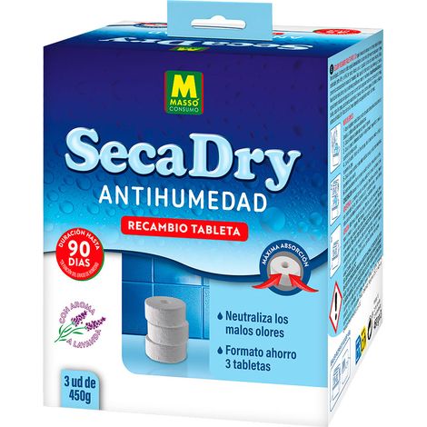 Secadry, confezione da 3 compresse di ricambio da 450 g. Formato economico