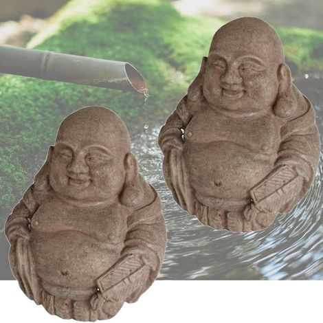 Lot De 2 Décorations De Bassin De Jardin, 2 Bouddhas, Zen, En Résine (1/4)