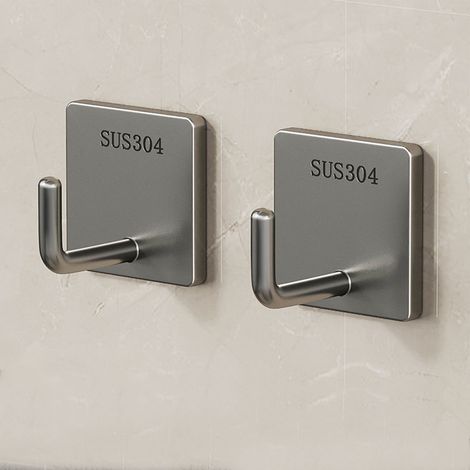 Porte-serviettes de bain en acier inoxydable 304, 2 pièces, auto-adhésif, robuste, pour cuisine et salle de bain (1/5)
