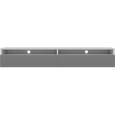 Selsey REDNAW - Meuble TV 2 portes - 180 cm - weiß matt/grau glänzend (1/5)
