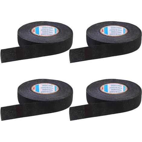 Lot de 4 rouleaux de ruban adhésif isolant électrique ignifugé 19 mm x 15 m pour câblage automobile, bricolage, usage industriel et domestique (noir)-1500.00X1.90X0.10CM-Black