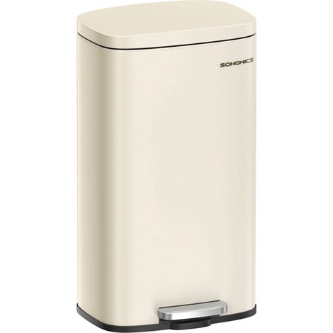Pattumiera a pedale in acciaio inox con secchio interno in plastica capacità 30 litri coperchio con chiusura ammortizzata antiodore beige 120007203