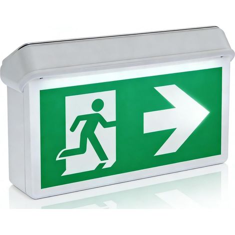 Lampe de secours : lampe LED de secours avec 6 pictogrammes de sortie de secours et câble étanche, lumière continue double face avec batterie de secours 3H, sortie de secours EXIT (1/5)