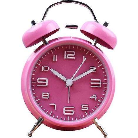 Réveil rétro classique à double cloche avec rétroéclairage, rose