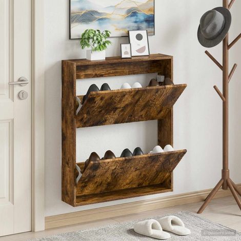 vidaXL Wall-Mounted Shoe Cabinet DELFT 71 x 17 x 86 cm Engineered Wood (1/5)