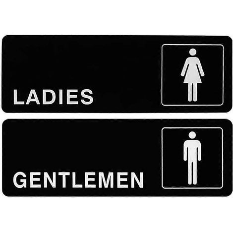 Lot de 2 panneaux de toilettes pour femmes et hommes, panneaux de toilettes mixtes-23X8X1.8CM-Black