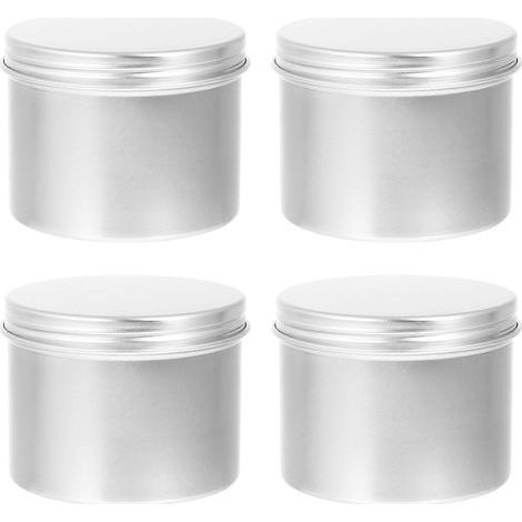 Lot de 4 pots ronds rechargeables en aluminium pour thé, bougies et autres objets à décorer soi-même.-6.50X6.50X5.00CM-Silver (1/4)