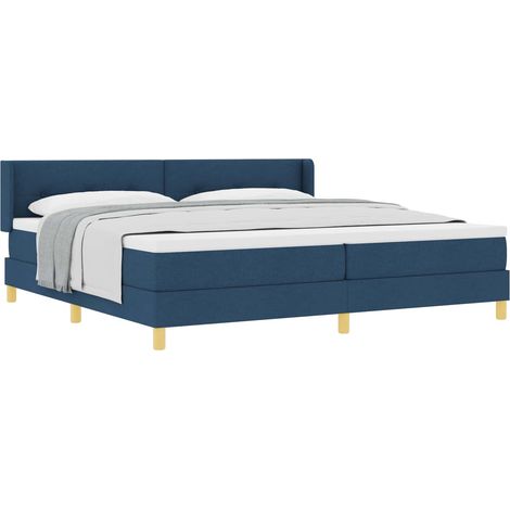 Maison Exclusive - Lit à ressorts avec tête de lit Bleu 200 x 200 cm tissu (1/5)