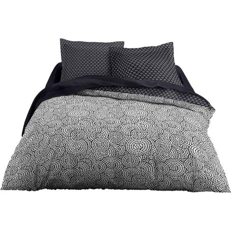 Parure HC3 Housse de Couette 220x240 + 2 Taies d’Oreiller 100% Polyester