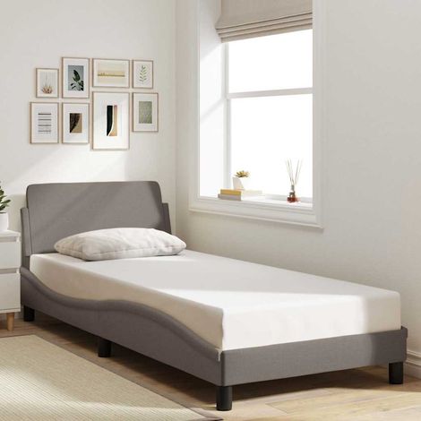 Bettgestell mit Kopfteil "Dover" Taupe 90x190 cm Stoff (1/5)