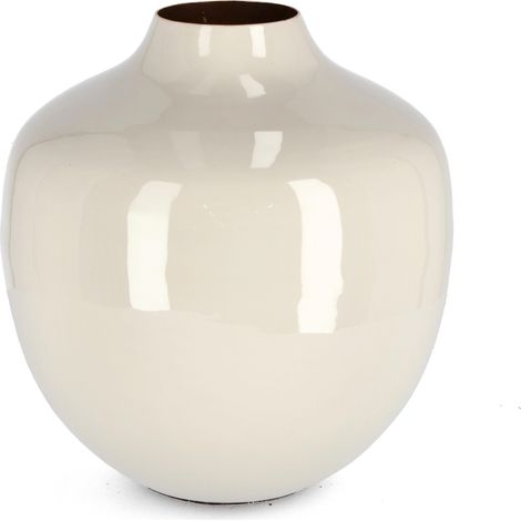 Vaso velma beige in metallo solo per uso decorativo -Ø 25 x h 28 cm (1/3)