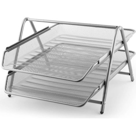 Lebez Bandeja Organizadora de 2 Niveles en Rejilla Metálica Plata 35,5x30x21 Cm - 80442S