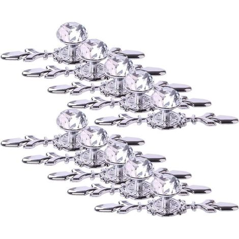 Paquet de 10 poignées de tiroir en cristal, poignées d'armoire en diamant de 17 cm, boutons de commode en verre, poignées d'armoire transparentes avec panneaux décoratifs pour cuisine chambre (1/5)