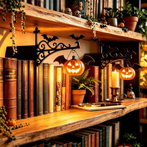 Lampe bibliothèque LED Citrouille vintage, Book Nook décoratif 2 pièces, décoration Halloween pour maison et bibliothèque (1/5)