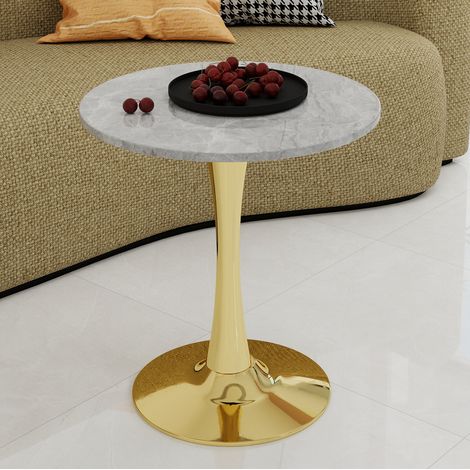 Runder Couchtisch 70 x 70 x 72 cm aus Kunstmarmor, goldfarben HAVRYA (1/5)