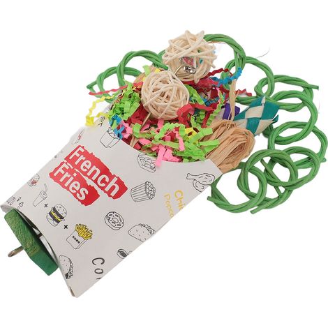 Jouets à mâcher et à déchiqueter pour oiseaux, colorés, pour stimuler l'instinct de recherche de nourriture des petits et moyens perroquets. Boîte à frites. (1/5)
