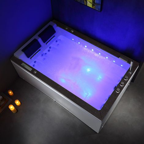 Baignoire balneo LORD DUO BLACK 2 places ARCHIPEL® 185X120 - DROITE (1/5)