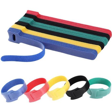 Bridas reutilizables para cables, 120 unidades - Bridas multifuncionales y organizador de cables en 5 colores (1/5)